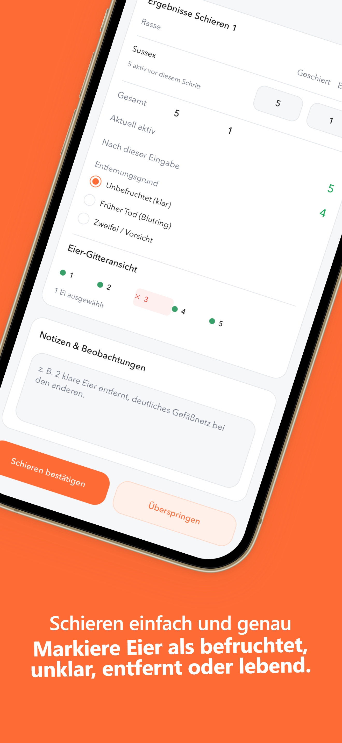 Einfaches und genaues Schieren - Eggtrackr