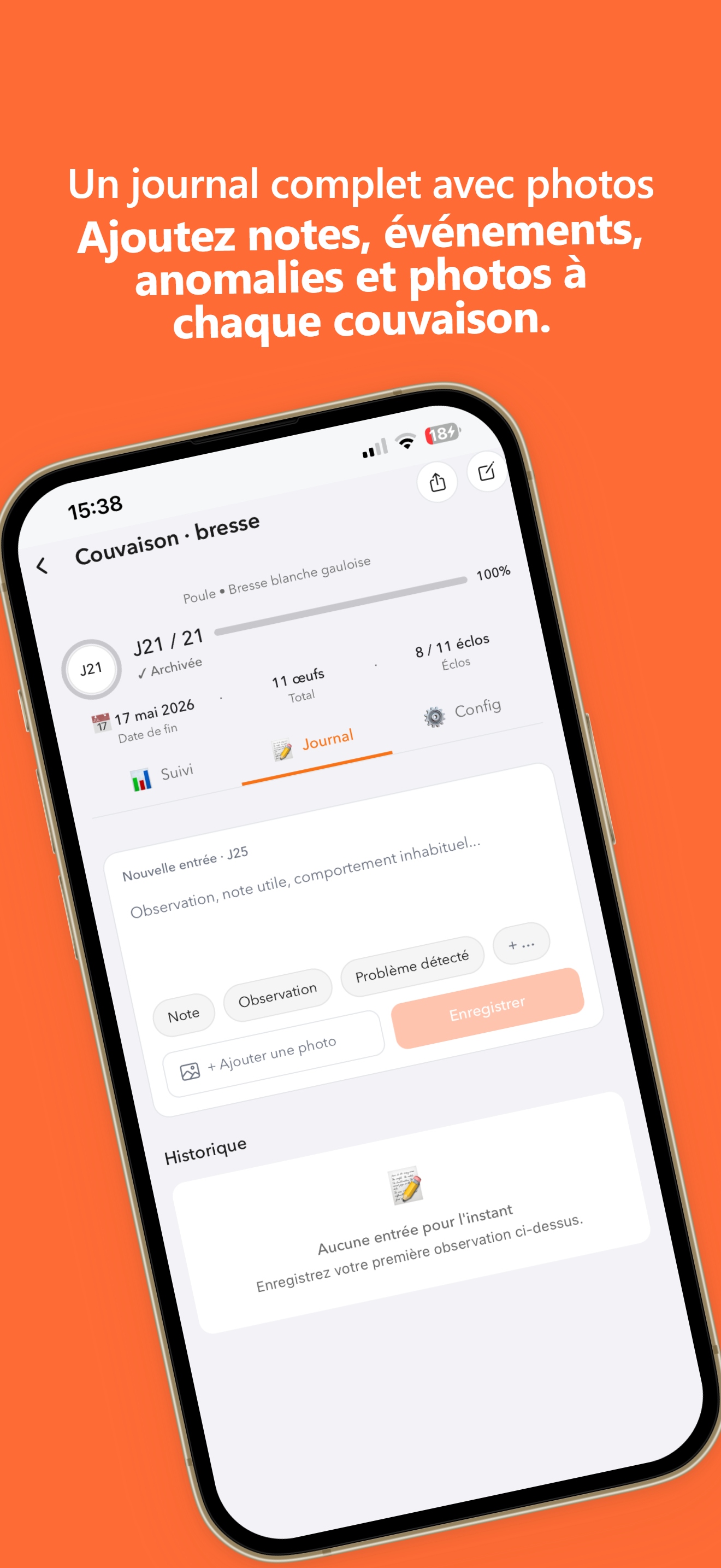 Un journal complet avec photos - Eggtrackr